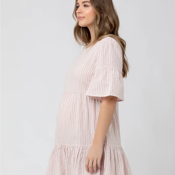 PINK/WHITE STRIPED- SMALL MATERNITY DRESS- RIPE MATERNITY- BRAND NEW W TAGS - Picture 3 of 6
